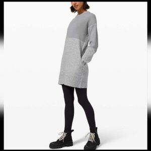 Lululemon Athletica Light Gray Crew Neck Sweater Dress